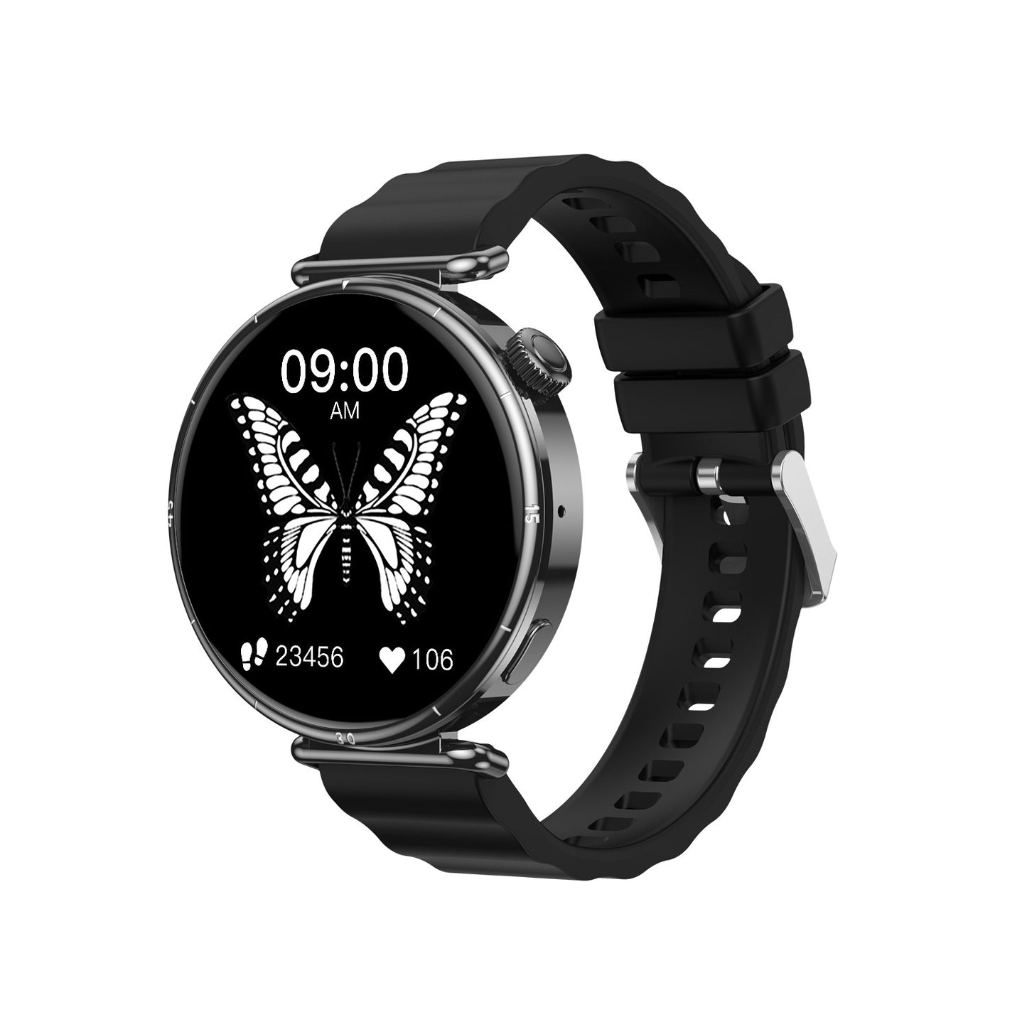 【#A2】Women's Luxury Round Screen Smart Watch, Multi-Function Health & Fitness Tracker, Silicone Strap Versatile Wristwatch