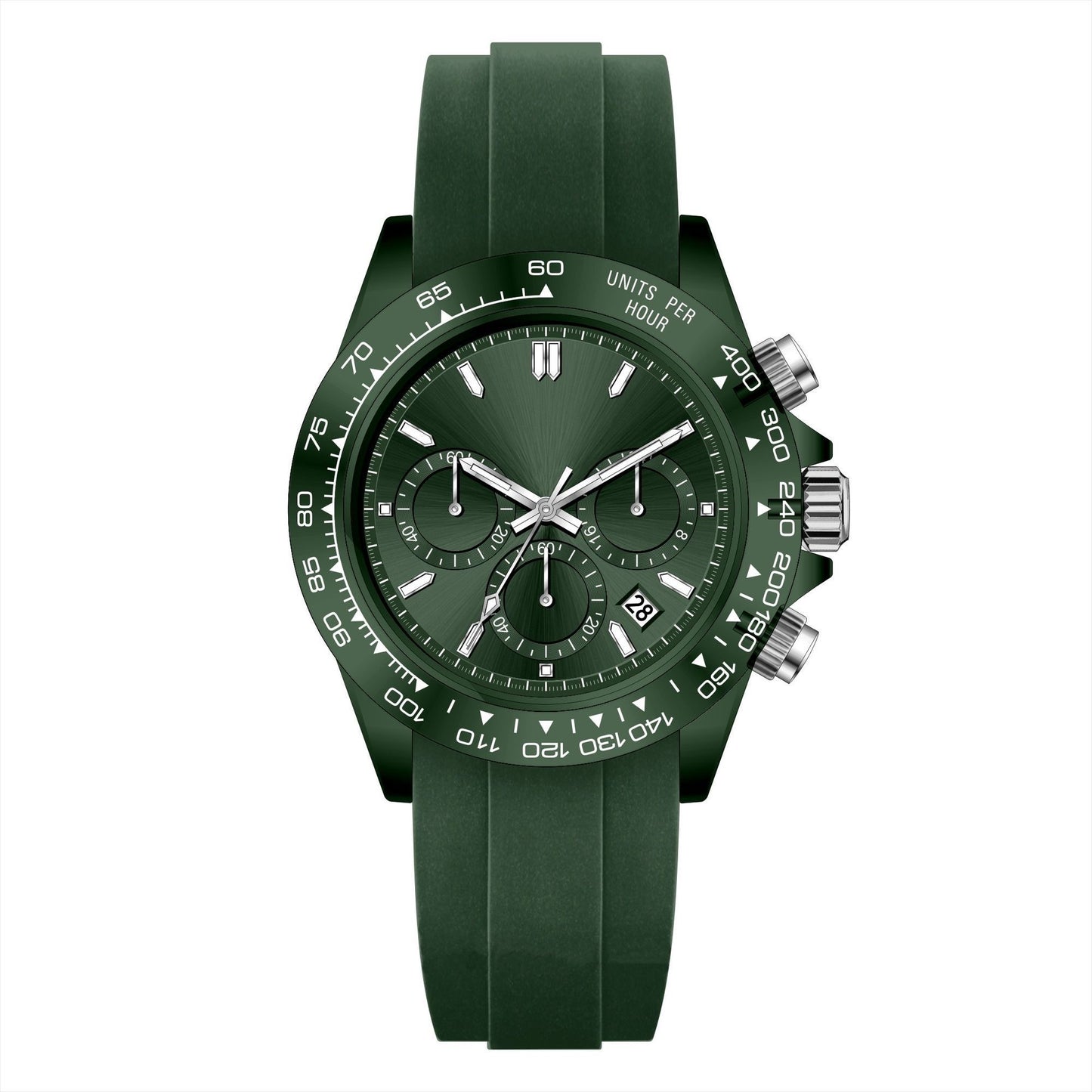 Men's Sports Style Chronograph Watch, Three-Eye Multi-Function Quartz Wristwatch, Waterproof Silicone Strap