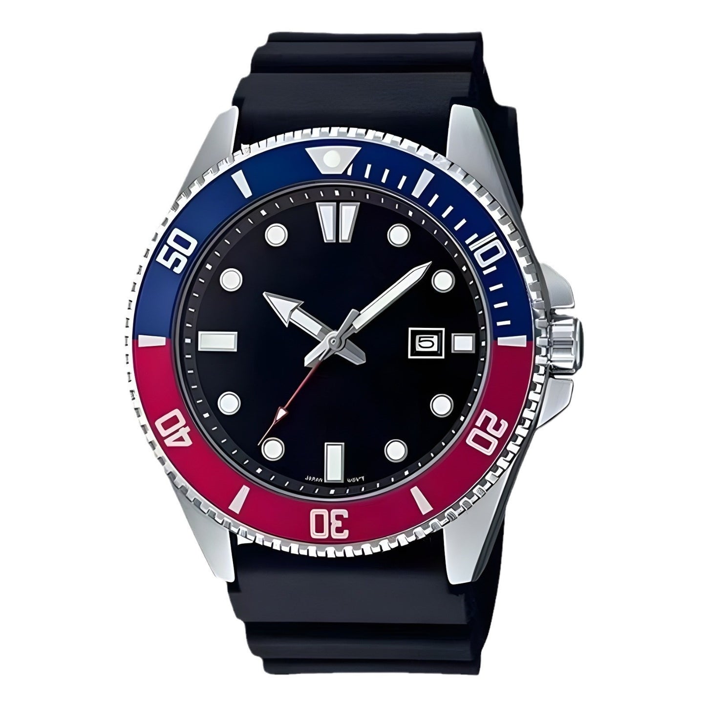 Business Style Diver Men's Watch, Silicone Strap Waterproof Quartz Wristwatch
