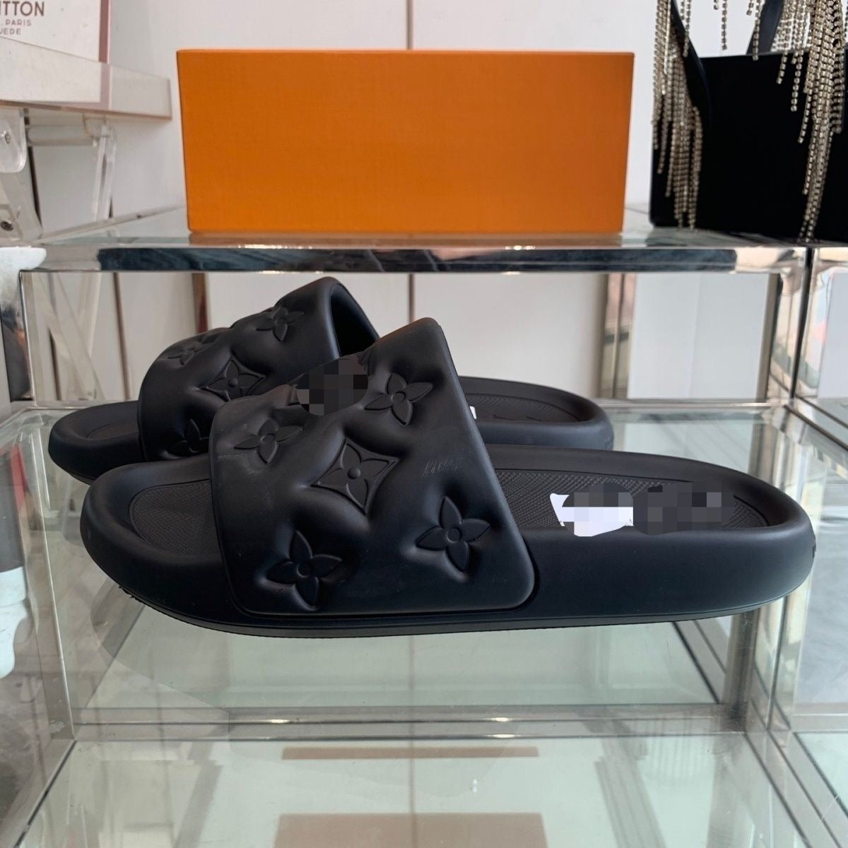 Monogram Embossed Rubber Slide Sandals