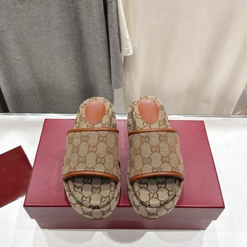 Monogram Canvas Platform Slide Sandals