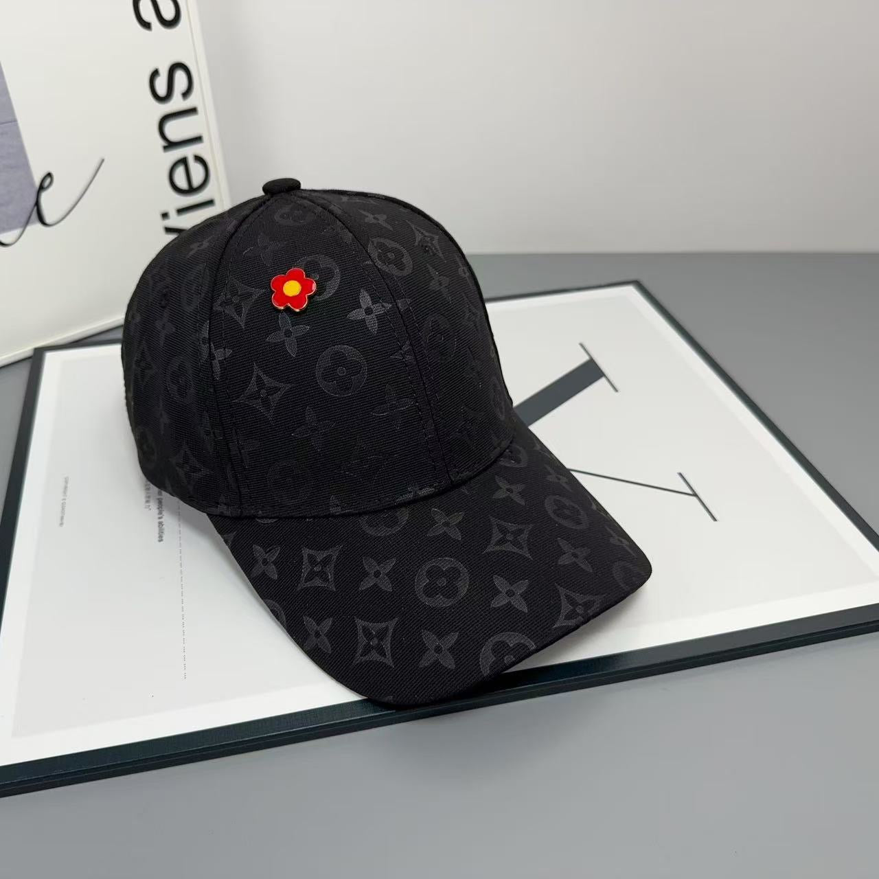 Monogram Jacquard Baseball Cap with Flower Pin Detail