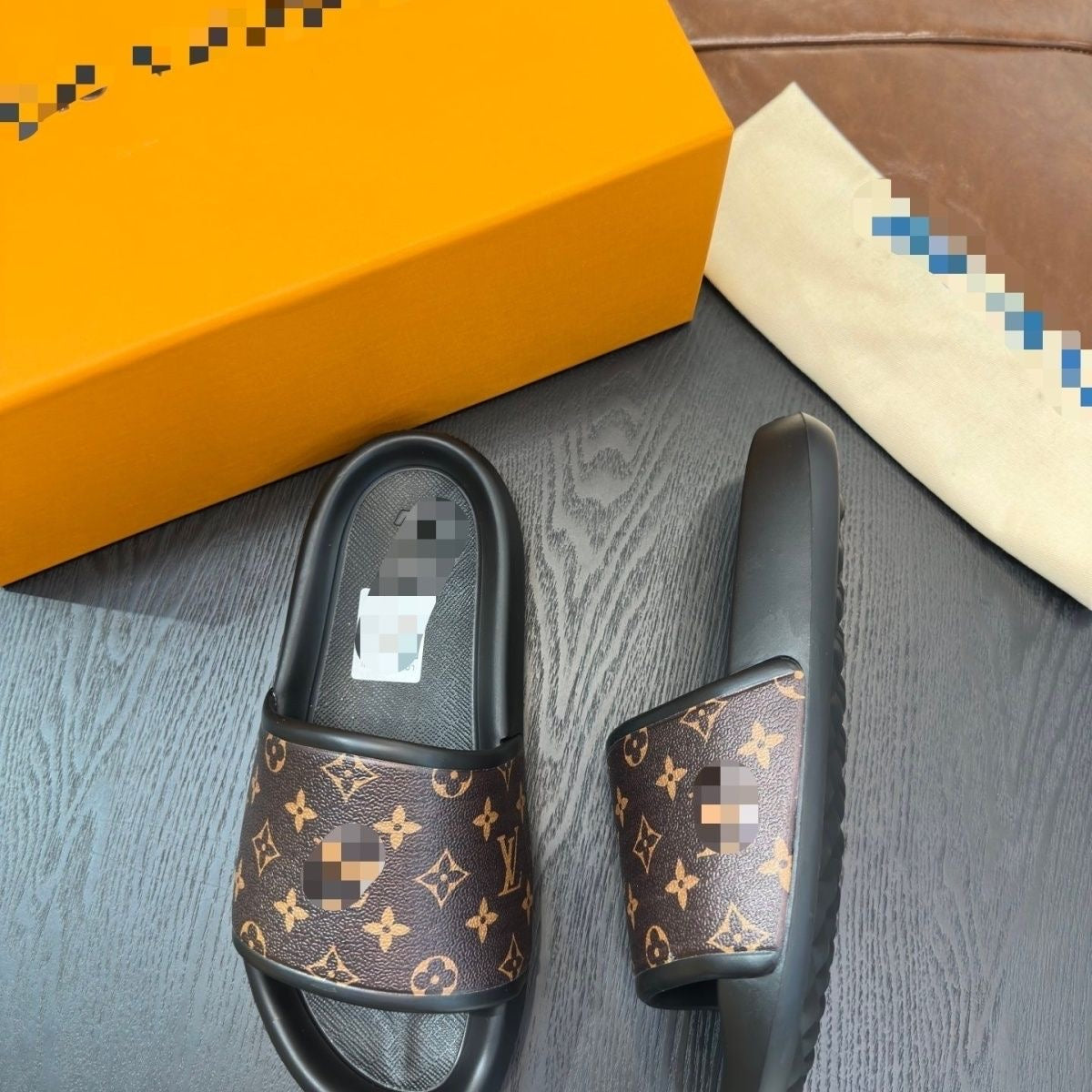 Monogram Coated Canvas Slide Sandals