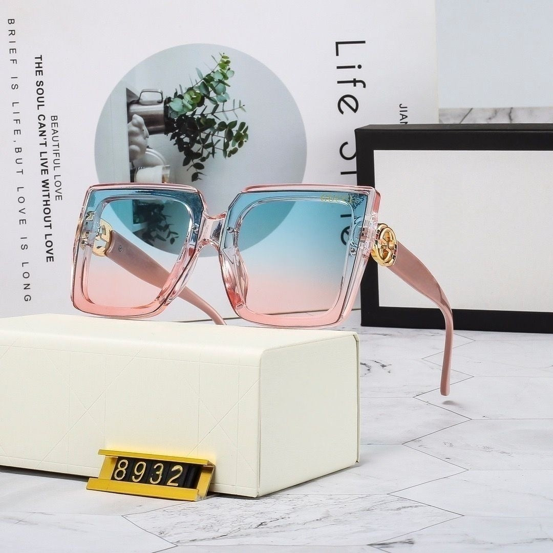 Oversized Square Gradient Lens Metal Decor Sunglasses
