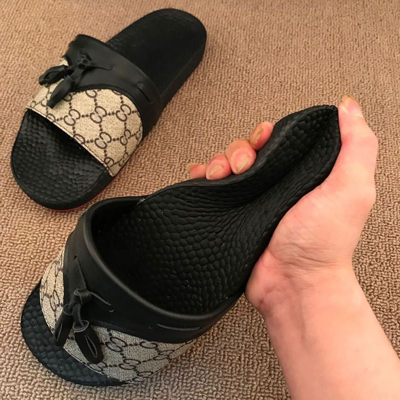Vintage Check Spliced Tassel Casual Slide Sandals
