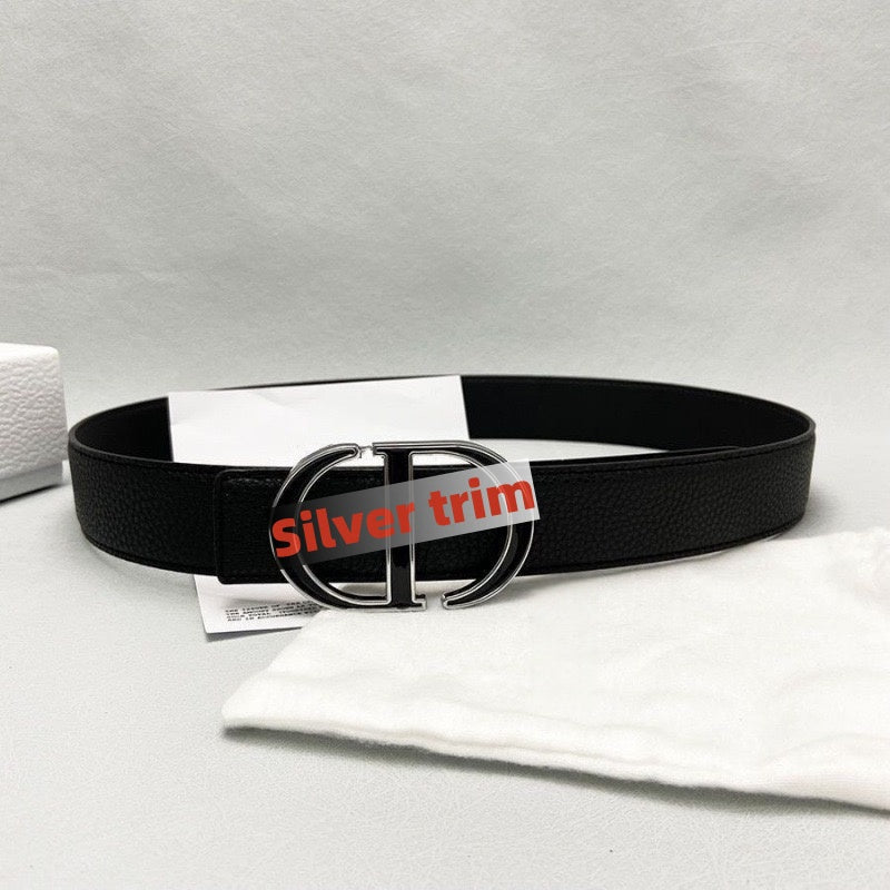 Leather Belt with Letter Buckle, Business Casual Versatile Waist Belt