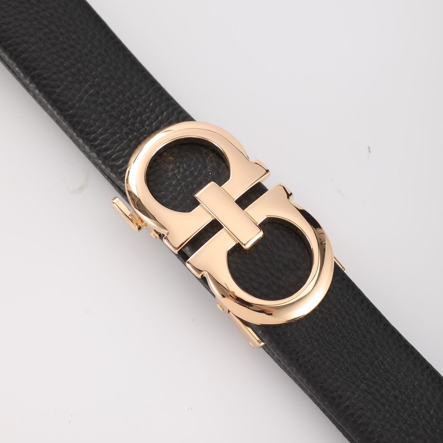 【#A258】Men's Litchi Grain Leather Belt With Double Ring Automatic Buckle