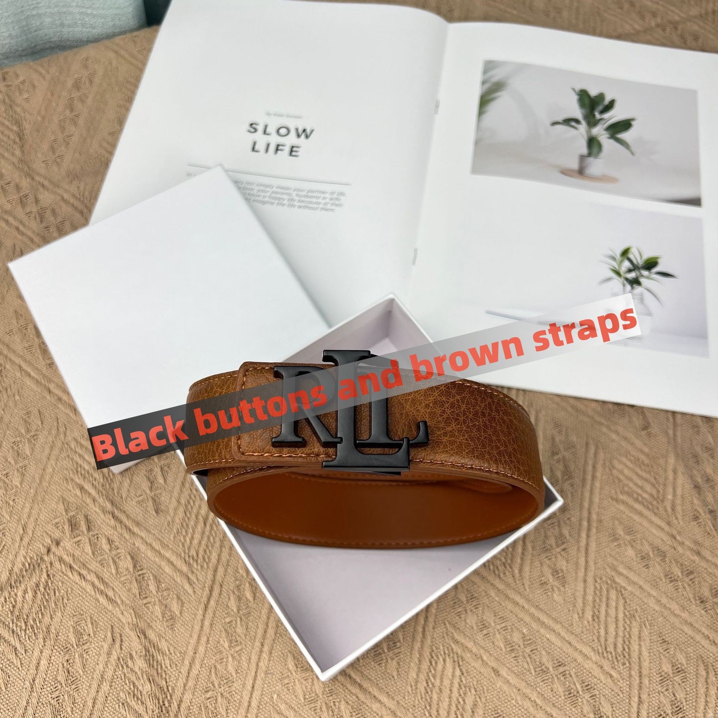 【#A276】Letter Metal Automatic Buckle Litchi Grain Cowhide Belt