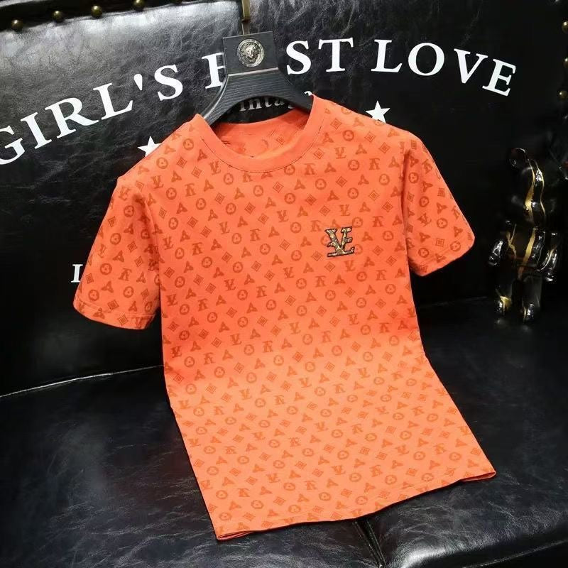 Unisex Crew Neck T-Shirt With All-Over Print And Chest Embroidery