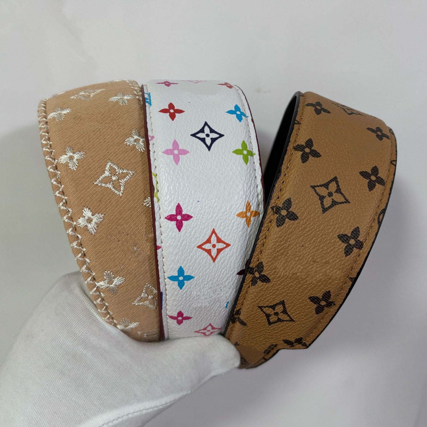 【#A413】Vintage Four-Leaf Floral Print PU Leather Wide Headband, Volume Boost Non-slip Hair Band
