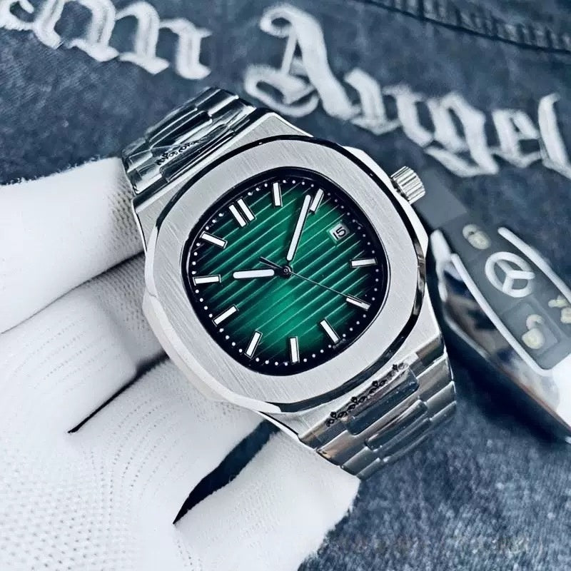 【#A478】Octagonal Steel Band Calendar Mechanical Watch, Minimal Vertical Dial Business Automatic Wristwatch For Men
