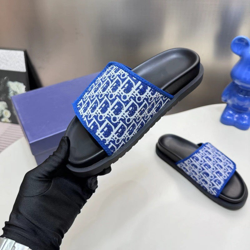 【#A482】Vintage Jacquard Velcro Platform Slide Sandals, Unisex Anti-slip Casual Outdoor Slippers