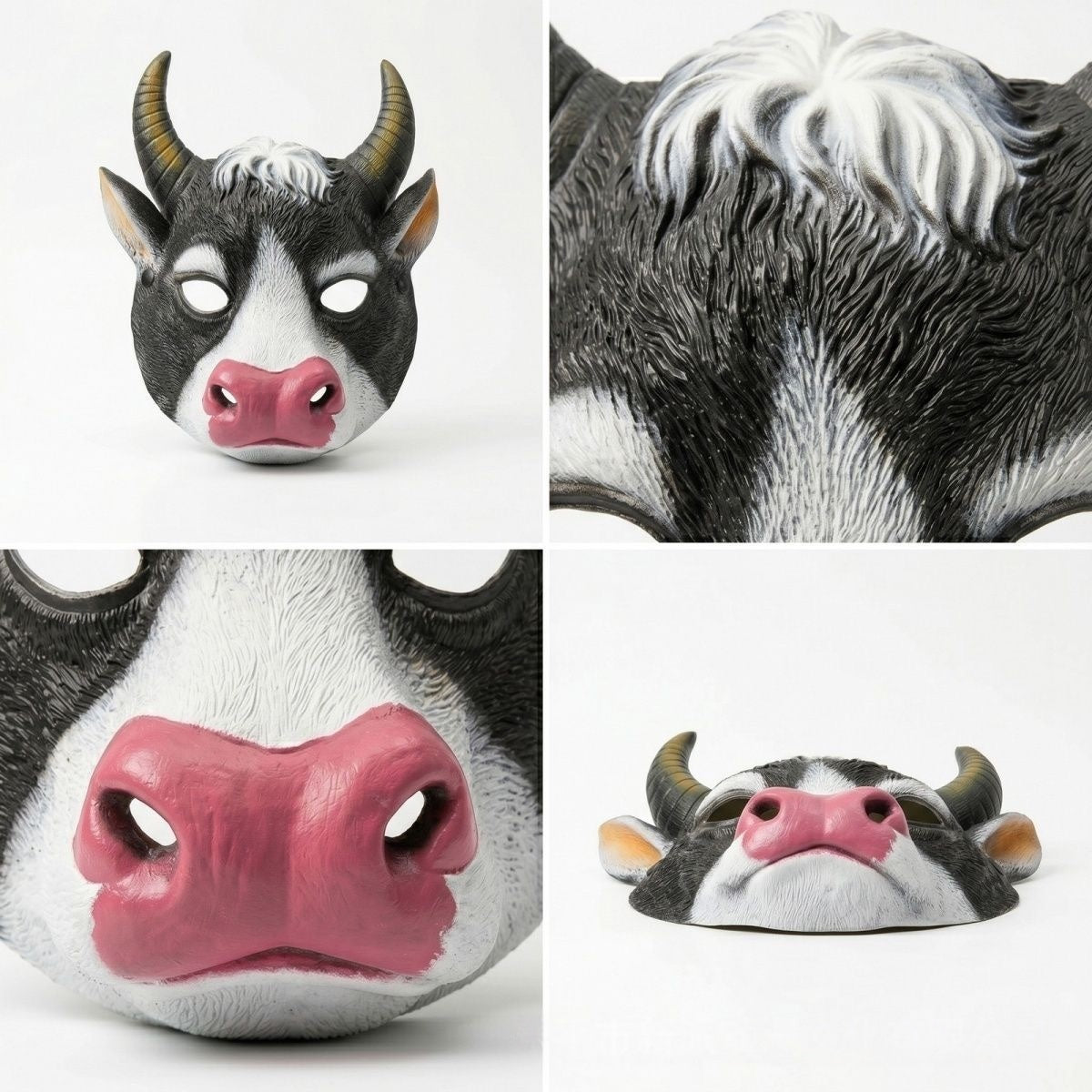 Realistic Cow PU Foam Mask, Cartoon Animal Ox Head Mask Halloween Party Cosplay Costume Prop