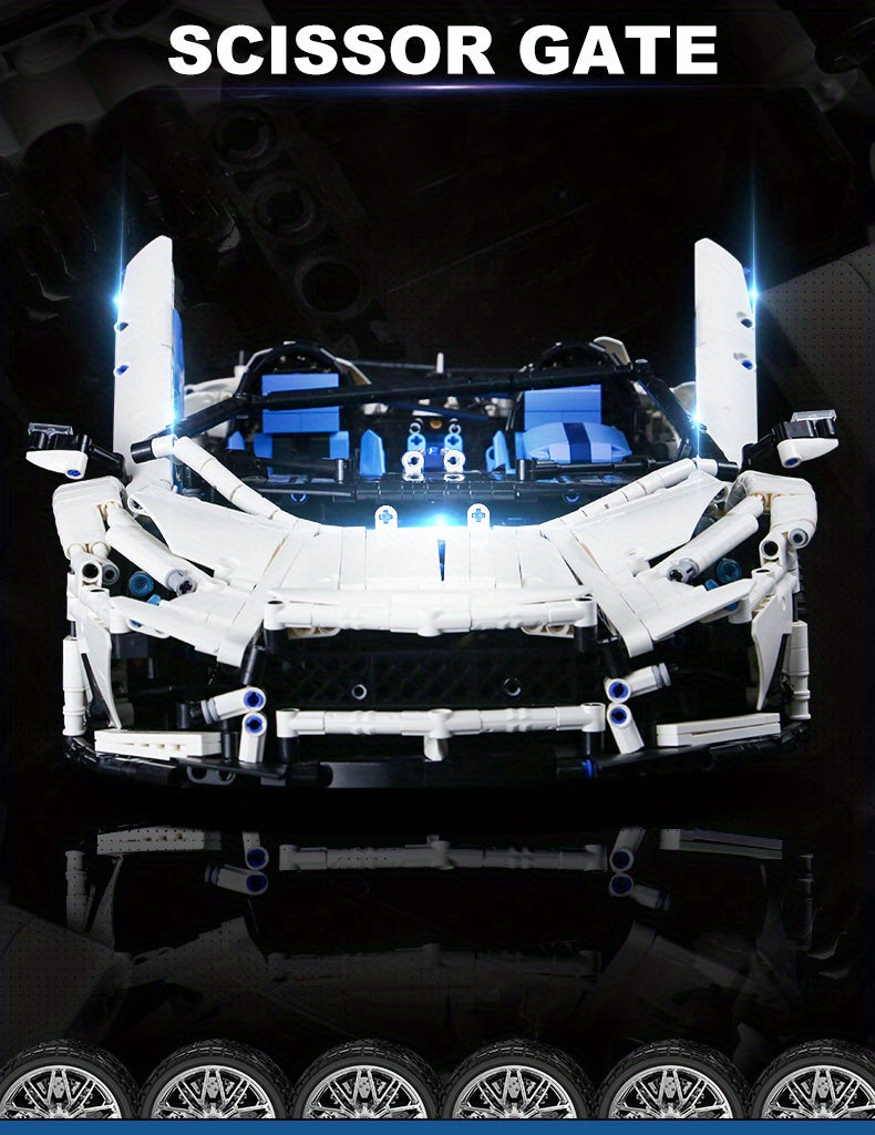 (3712PCS) White Racing Car plastic building blocks