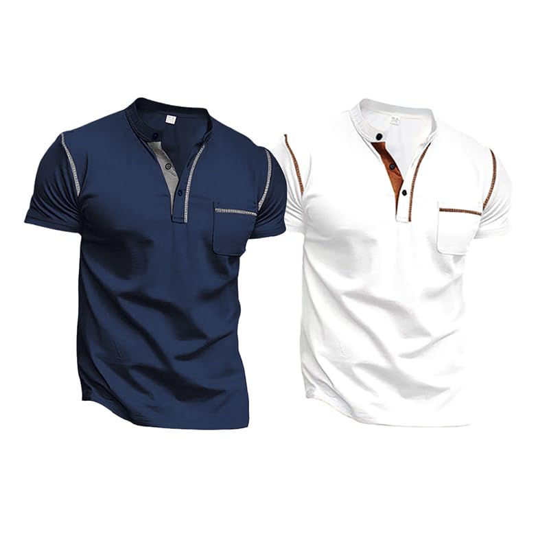 HOTMen's Henley Shirt Short Sleeve T-Shirt Casual Top Pullover Summer Lightweight Tee Shirts with Button
