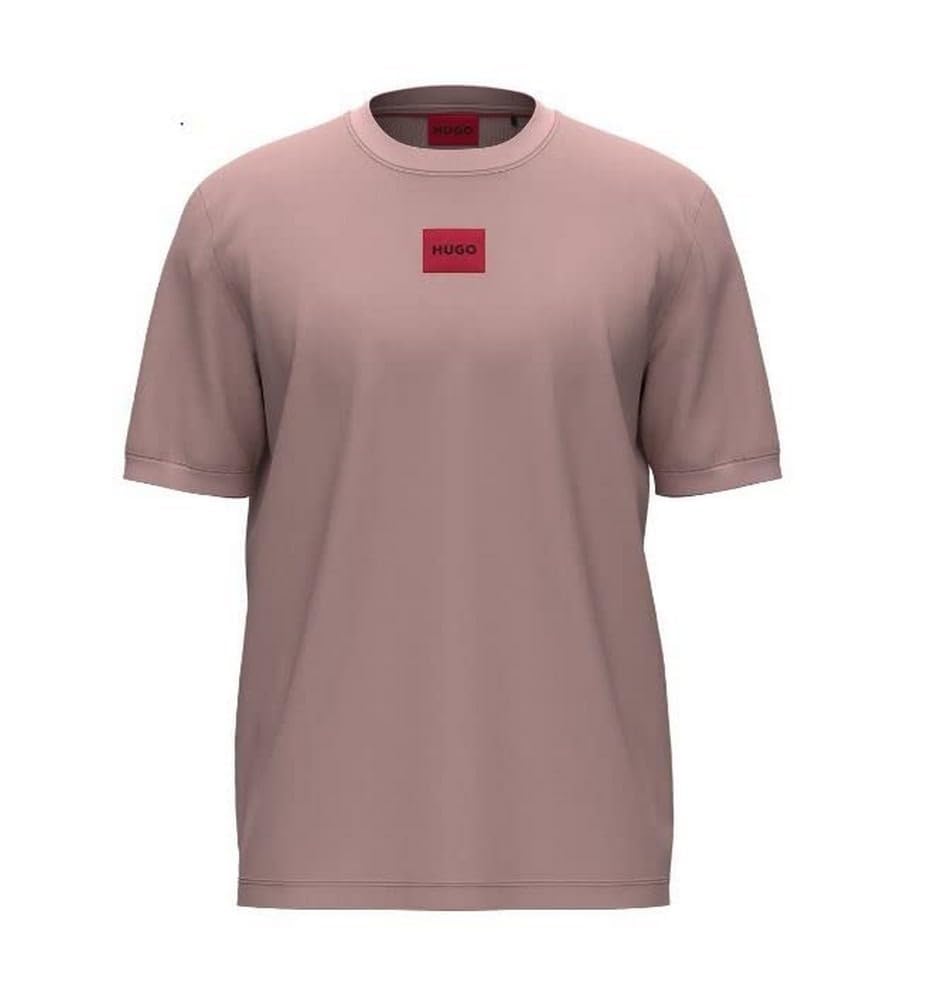 HOTHugo Mens Ribbed Crew Neck Regular Fit Center Logo T-Shirt