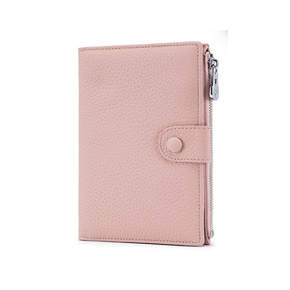 HOTJONON Wallet Women Rfid Blocking Small Compact Bifold Luxury Leather Pocket Wallet Ladies Small Purse with ID Window (Pink)
