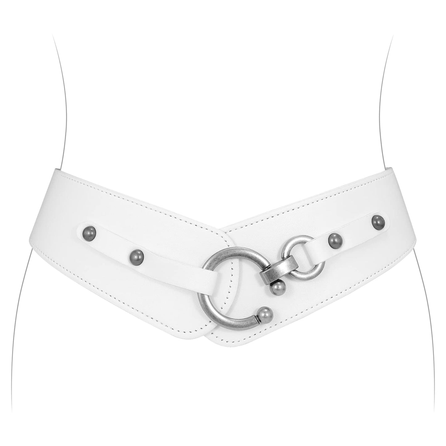 HOTJASGOOD Women's Elastic Wide Belts Retro Stretchy Belt Vintage Cinch Belts for Dresses Coats