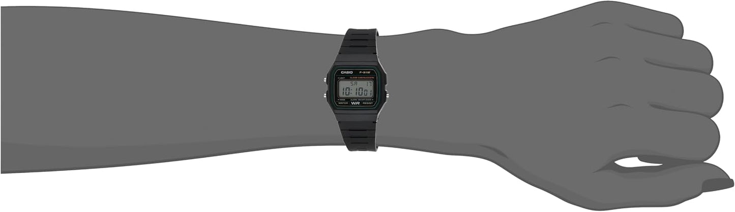 HOTCasio F-91W-3DG - Black Watch, Black/White, Strap