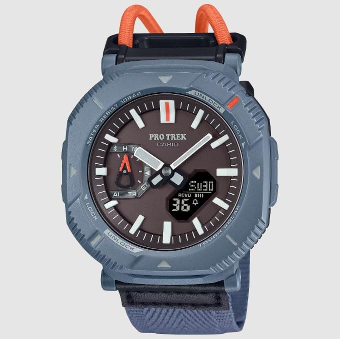 HOTCasio PRJ-B001B Series | Pro Trek | Tough Solar | (Black/Blue) | Environmentally Friendly Bio Resin | Digital Bluetooth Watch