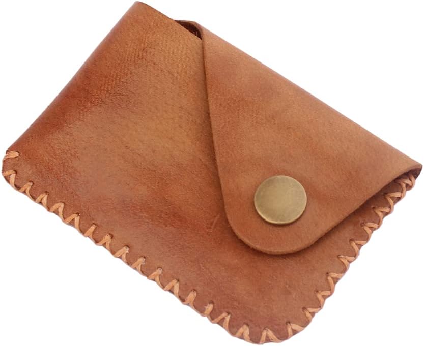 HOTYANTA Handmade Weaving sewing Genuine Leather slim Card Case Wallet Front Pocket Card Organizer