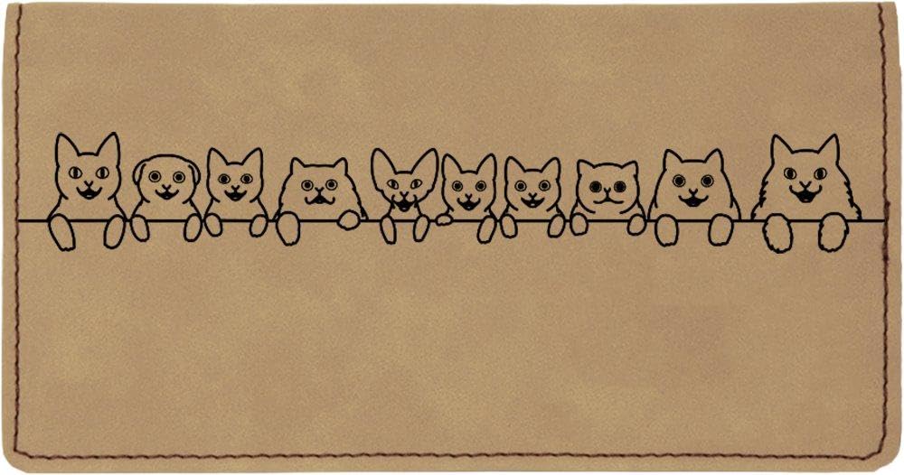 HOTCAROUSELCHECKS Cat Tails Laser Engraved Leatherette Checkbook Cover