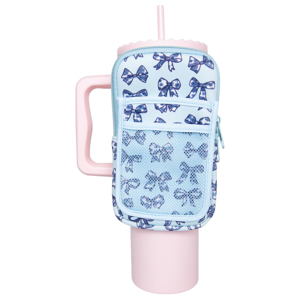 HOTKATYDID Tumbler Zipper Pouch and Phone Holder with 3 Pockets - Compact Water Bottle Pouch for Wallet, Keys, and Phone - Premium Tumbler Accessories