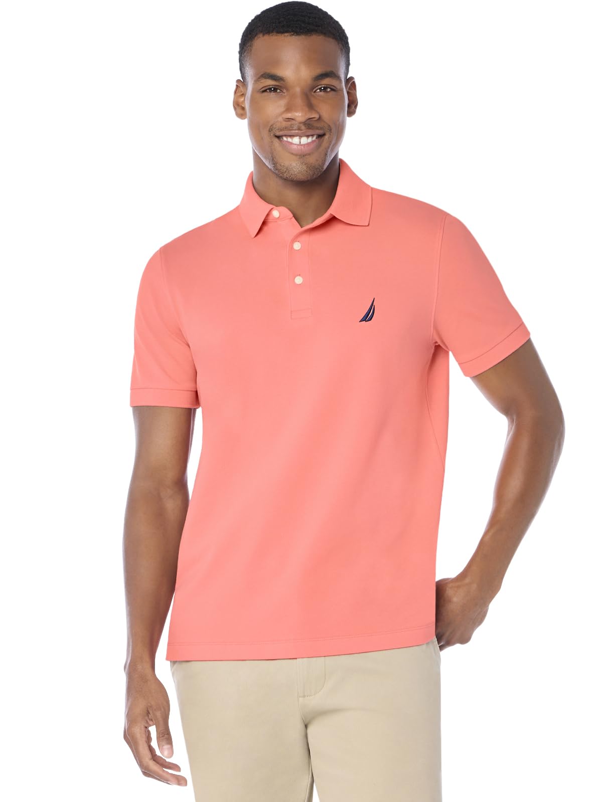 HOTNautica Men's Short Sleeve Solid Stretch Cotton Pique Polo Shirt