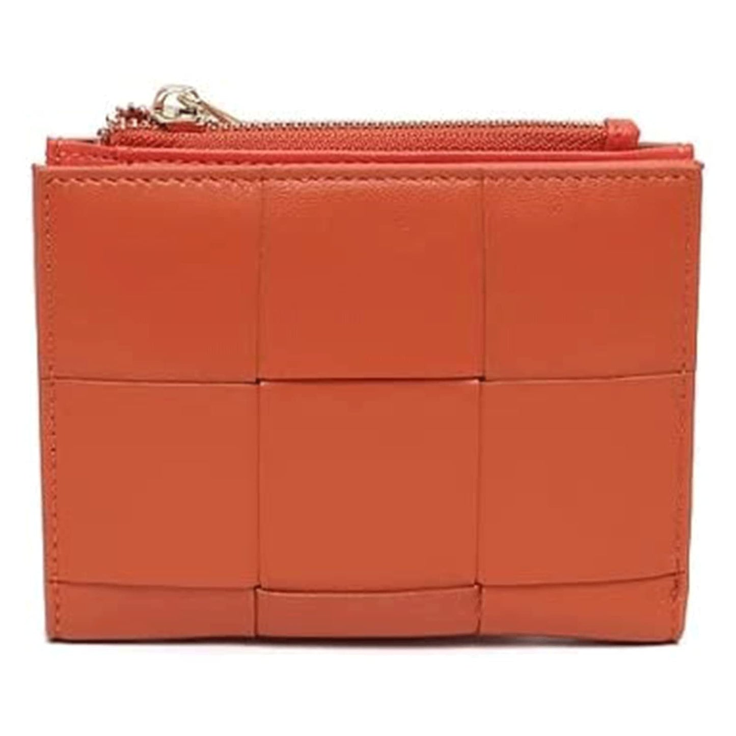 HOTSpacious & Functional Bifold Short Coin Purse Woven Functional Fashion Women Genuine Leather Wallet Female Chic Small Multi Money Billfold Clutch Purse