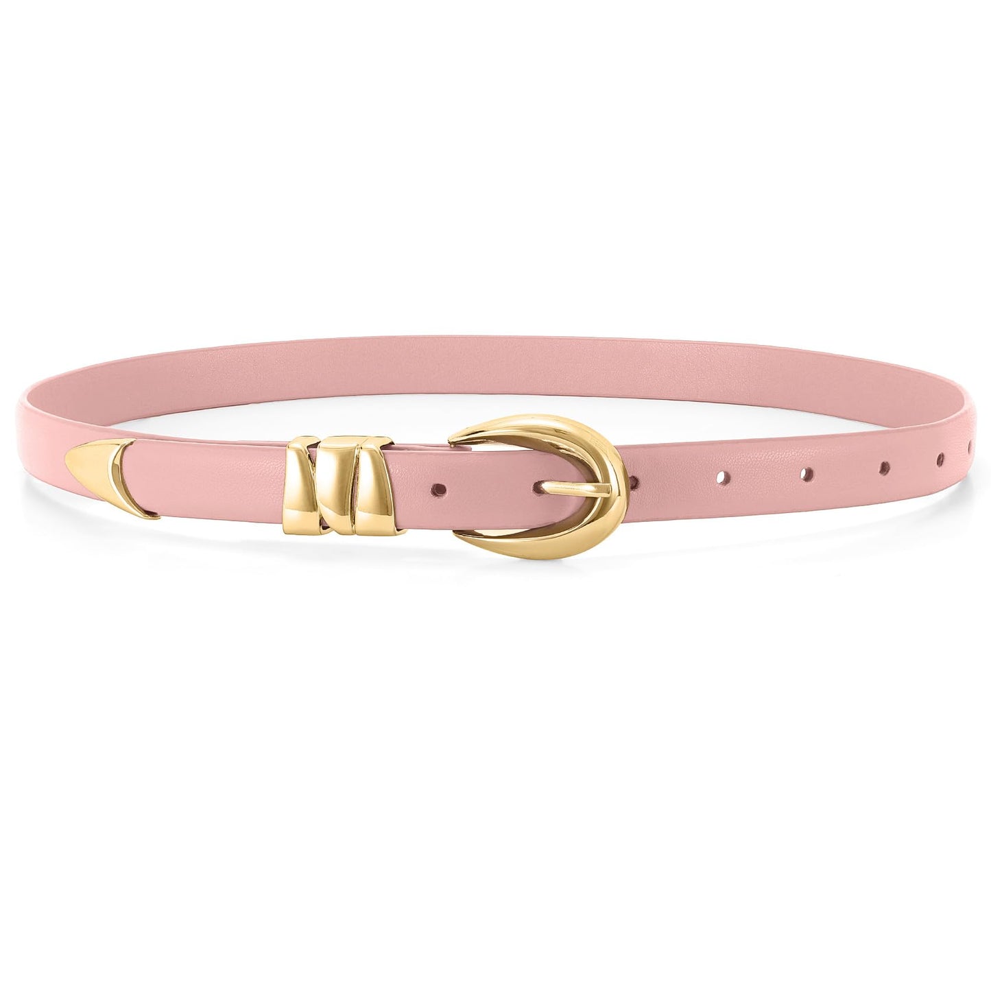 HOTWHIPPY Women Skinny Leather Belt for Jeans Pants Dresses Ladies Fashion Waist Belt with Shiny Gold Buckle