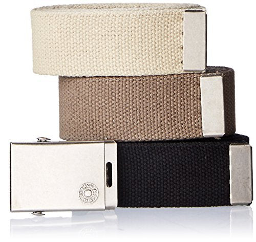 HOTLevi's Unisex-Adult Casual Cut-To-Fit Web Belt Sets - 3 Pack Straps with 1 Interchangeable Buckle