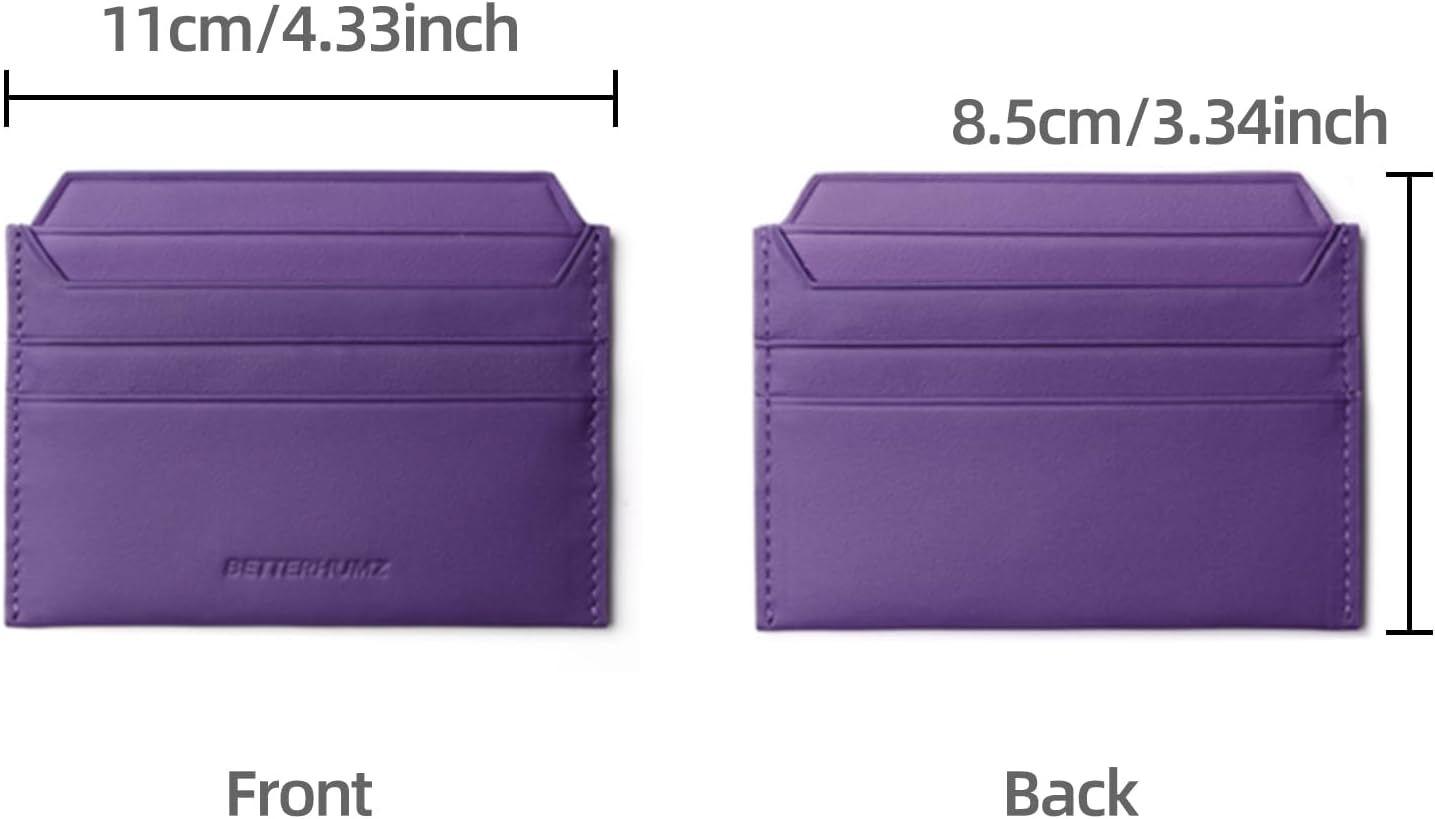 HOTBETTERHUMZ Credit Card Case Nappa Leather Material for Men and Women Card Holder Slim Wallet 8 Slots and 1 Pocket (Purple)