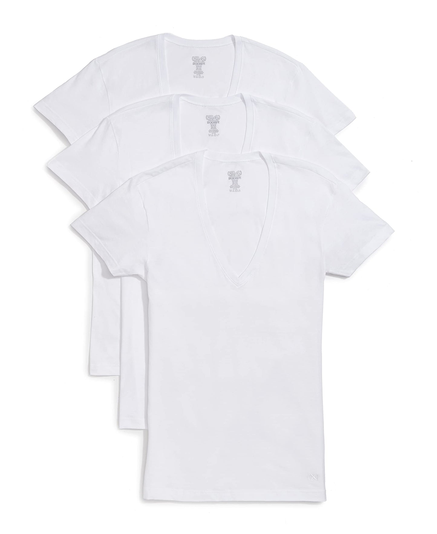 HOT2(X) IST Men's Essential Cotton Slim Fit Deep V-Neck T-Shirt 3-Pack