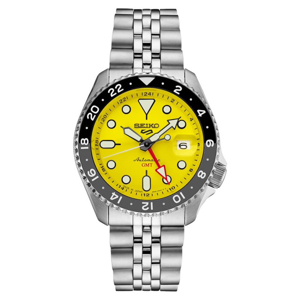 HOTSEIKO Automatic Watch for Men - 5 Sports Collection - Men's Sport Watch, Stainless Steel, GMT Hand - Water-Resistant 100M