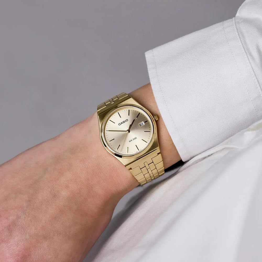 HOTCasio MTP-B145G-9AV Men's Vintage Gold Tone Stainless Steel Gold Dial 3-Hand Analog Watch