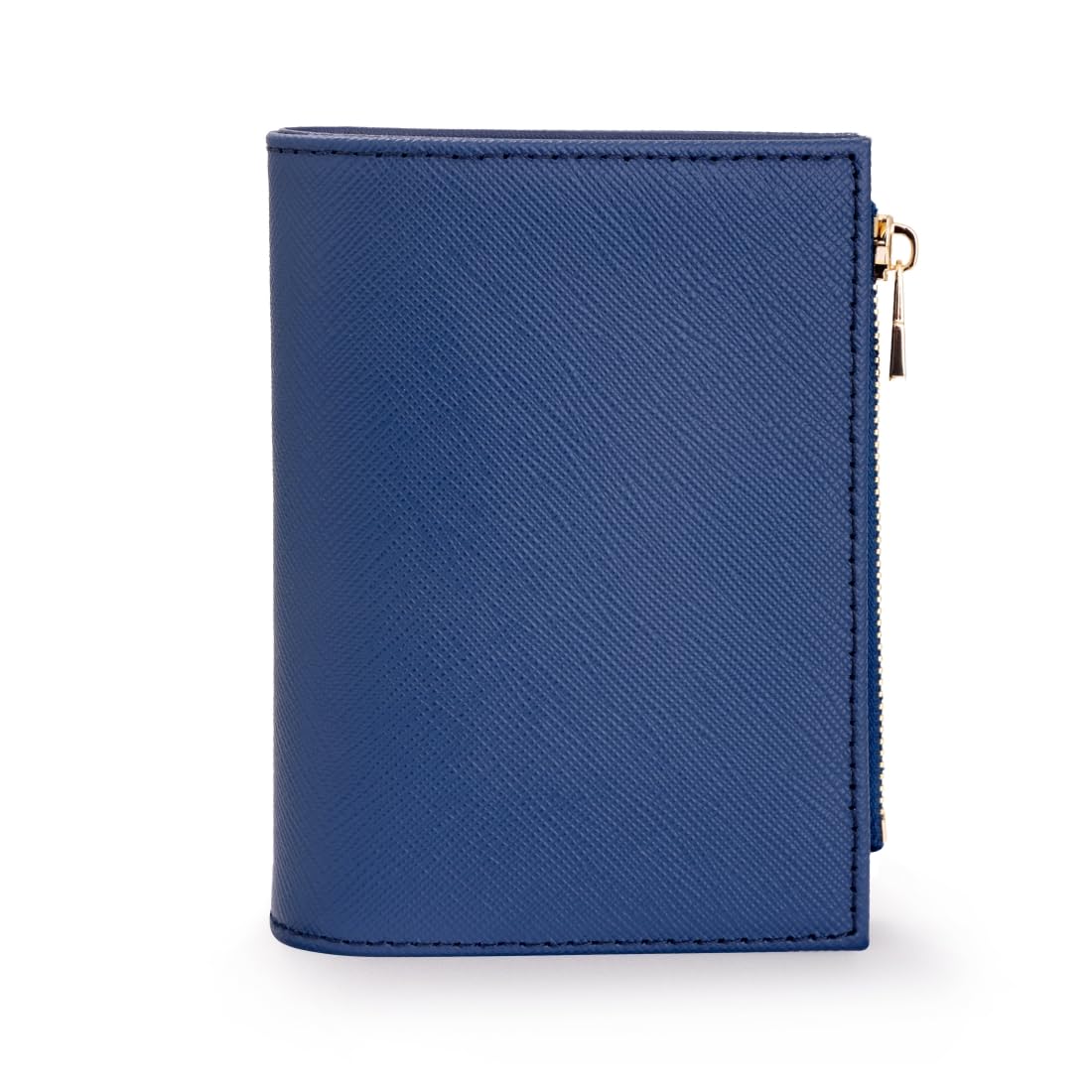 HOTSlim Bi-fold Checkered Quilted Leather Wallet | Classic Minimalist Style w. ID Window/Card Slot/Bill Holder/Zip Coin Pocket for Women (Black Quilted)