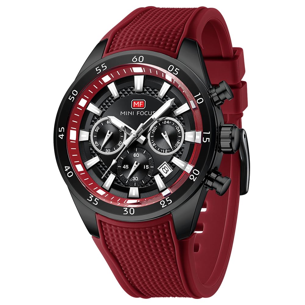 HOTMINI Focus Men Watches Unique Casual Wristwatch (Chronograph/Waterproof/Luminous/Calendar/24 Hours) Silicon Band Fashion Watches for Men