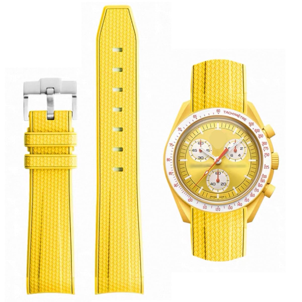 HOTBands for Moonswatch Watch Rubber for Omega x Swatch MoonSwatch 20mm Rolex Seiko Watch Silicone Men with Stainless Steel Replacement Bracelet Original Bracelet Omega x Swatch MoonSwatch Speedmaster