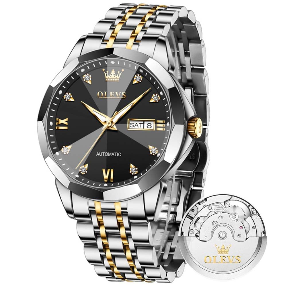 HOTOLEVS Mens Watches Octagonal Luxury Stainless Steel Dress Watches for Men Quartz Analog Large Face Luminous Relojes para Hombres