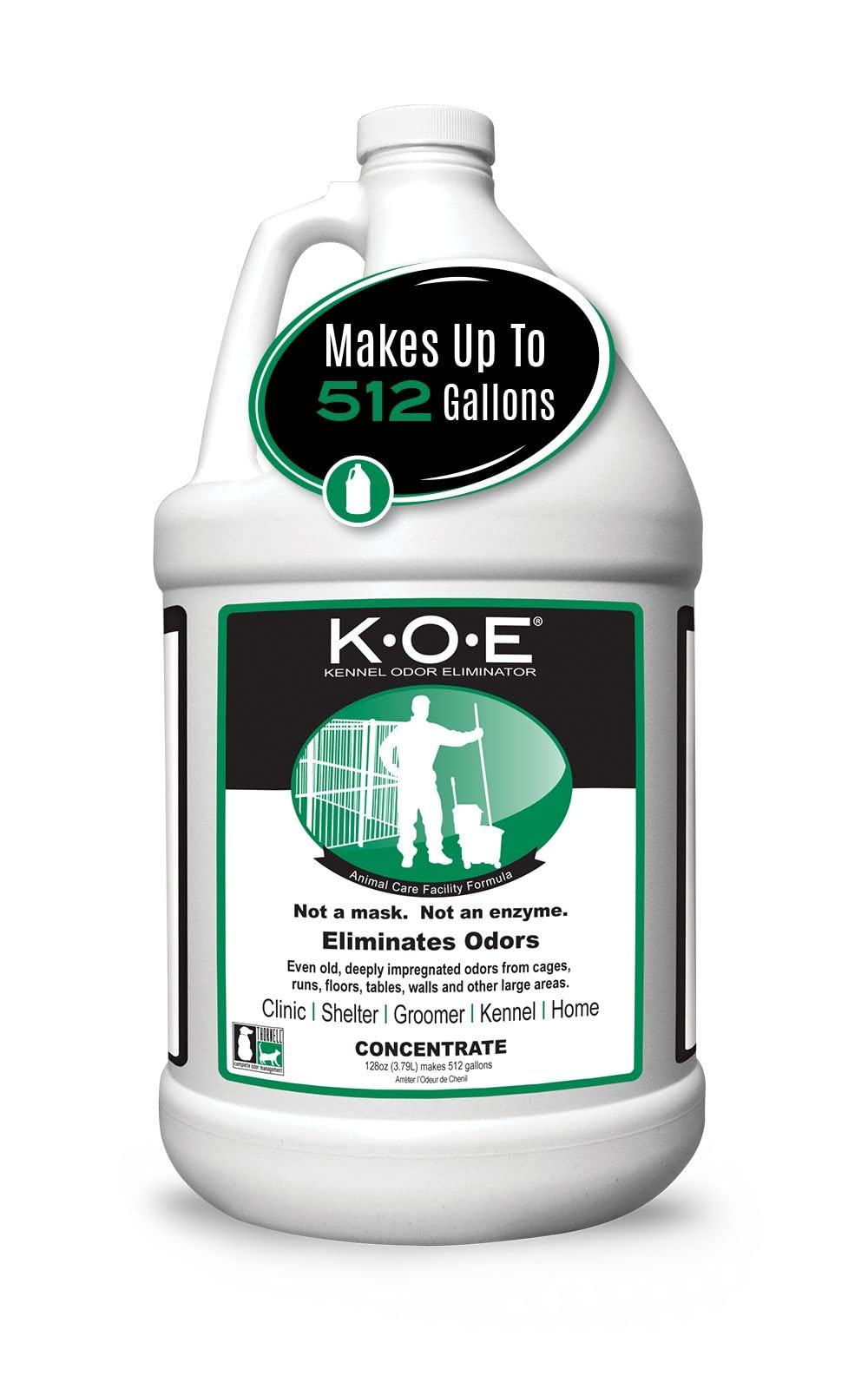 HOTOdorcide K.O.E Kennel Odor Eliminator Concentrate, Fresh Scent, 16 oz - Non-Enzymatic Formula for Cages, Runs, Home and Kennel Use