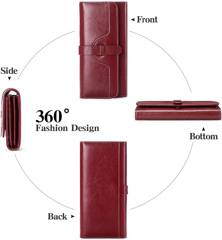 HOTSENDEFN Wallets for Women Leather with RFID Blocking Trifold Credit Card Holder with ID Window Wallet