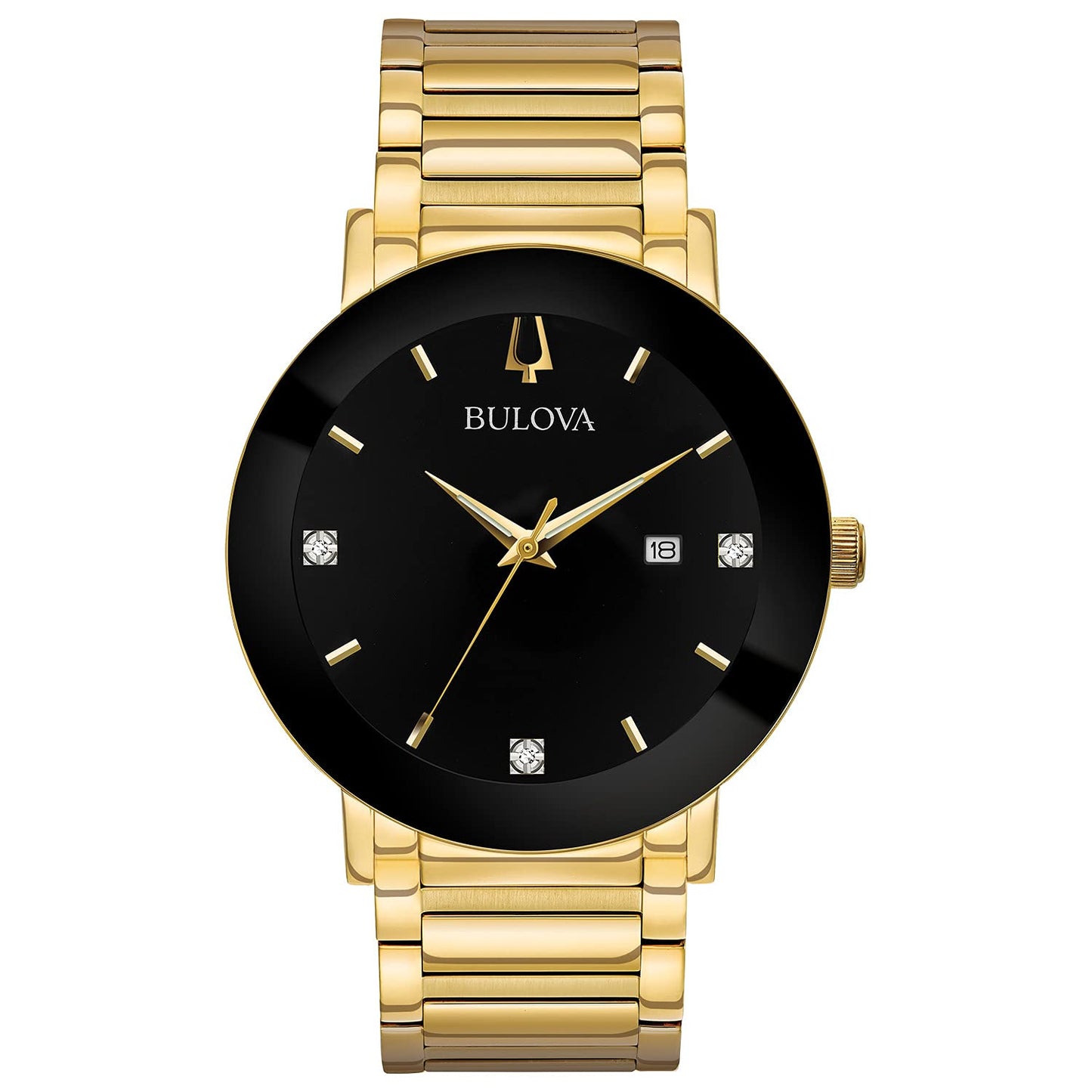 HOTBulova Men's 3-Hand Quartz Watch with Diamond Dial and Edge to Edge Crystal