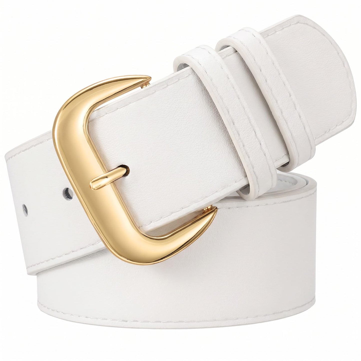 HOTWHIPPY Wide Chunky Belt for Women Dresses Fashion Ladies Thick Leather Belt with Gold Buckle