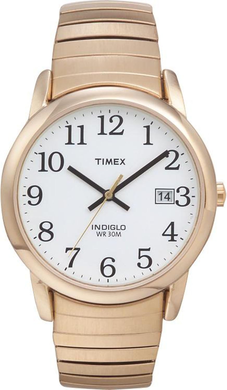 HOTTimex Men's Easy Reader 35mm Watch - Gold-Tone Expansion Band White Dial Gold Tone Case