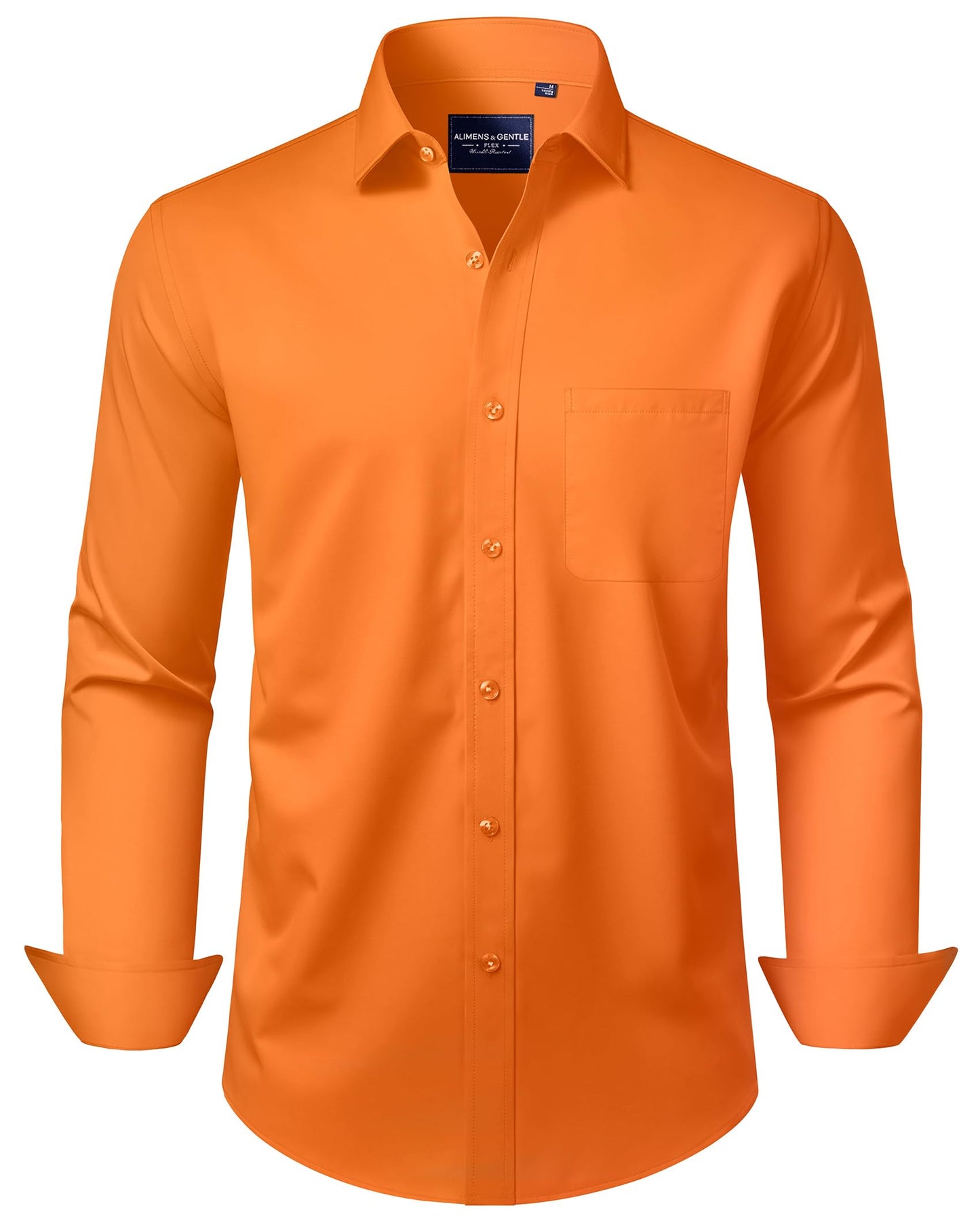 HOTAlimens & Gentle Men's Dress Shirts Long Sleeve Wrinkle-Free Stretch Shirts Solid Formal Button Down Shirt with Pocket