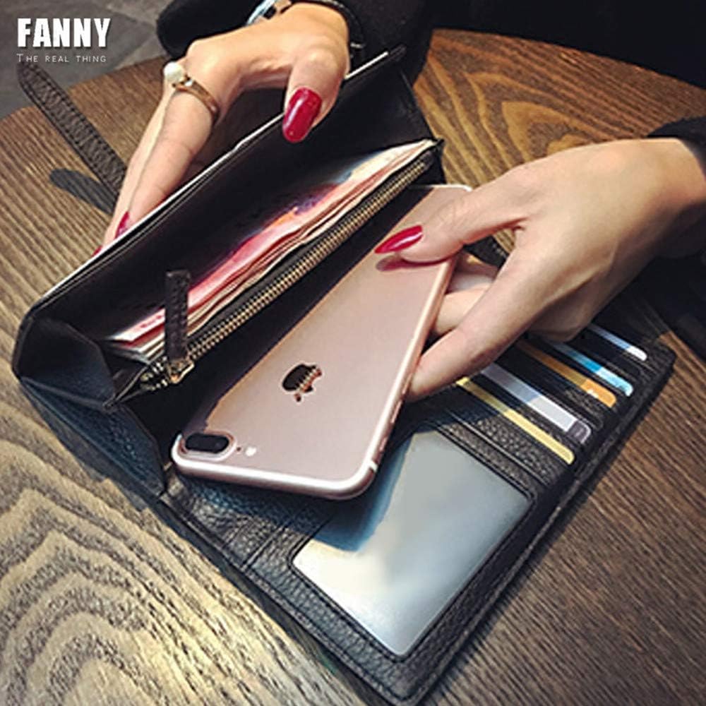 HOTHANSOMFY 2021 New Horsehair Leather Wallet Women Long Leopard Print Coin Purse Drawstring Card Slot Large Capacity Wallets (Leopard)