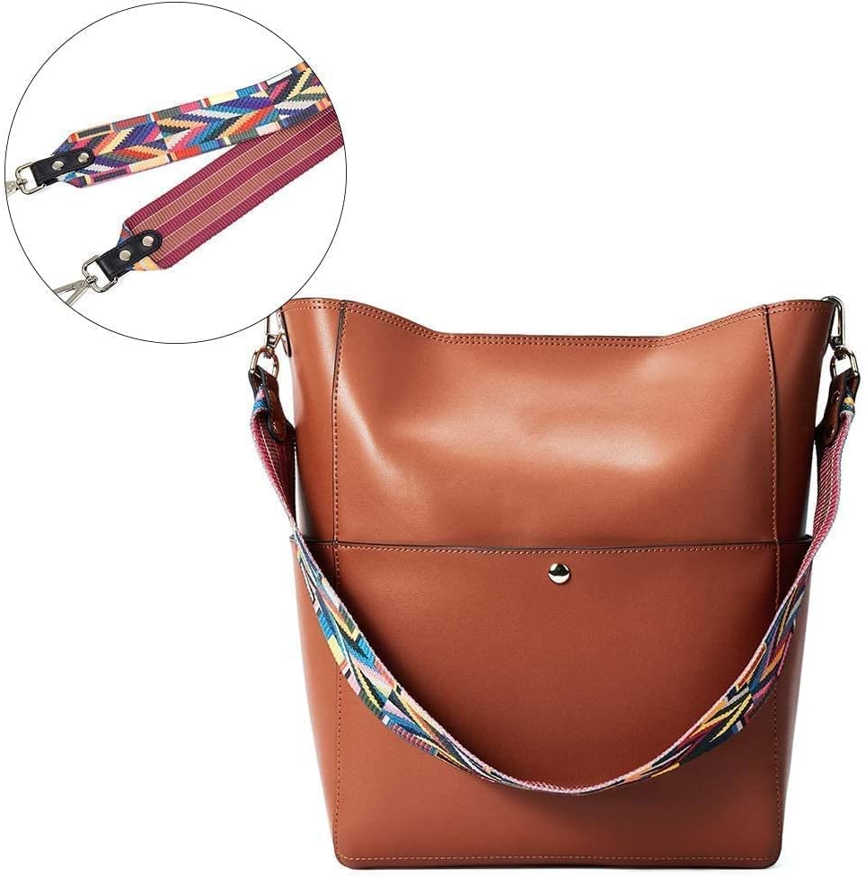 HOTBOSTANTEN Women's Leather Designer Handbags Tote Purses Shoulder Bucket Bags and Leather Wallet RFID Blocking Small Bifold Zipper Pocket Wallet Card Case Brown Bundle