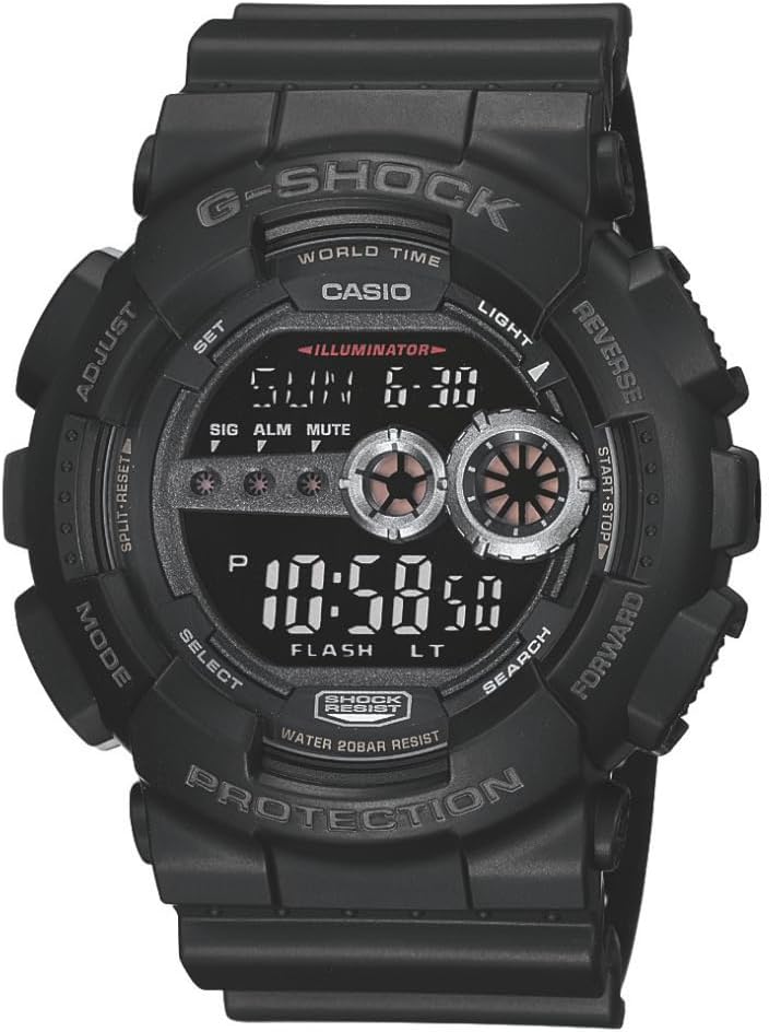 HOTCasio G-Shock GD100-1B | Men's Tough Digital Watch | 200M Water Resistant | High-Brightness LED | Dual Time & 7-Year Battery