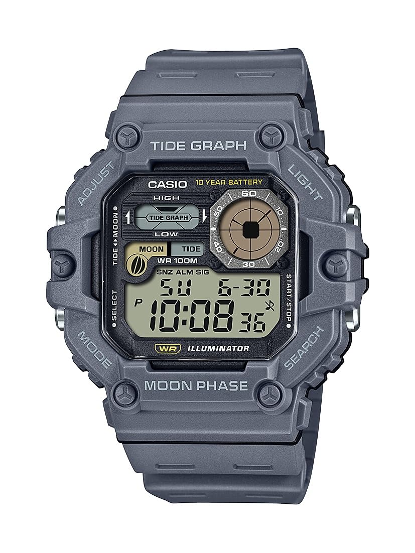 HOTCasio Illuminator Tide Graph Moon Phase 10-Year Battery Digital Watch