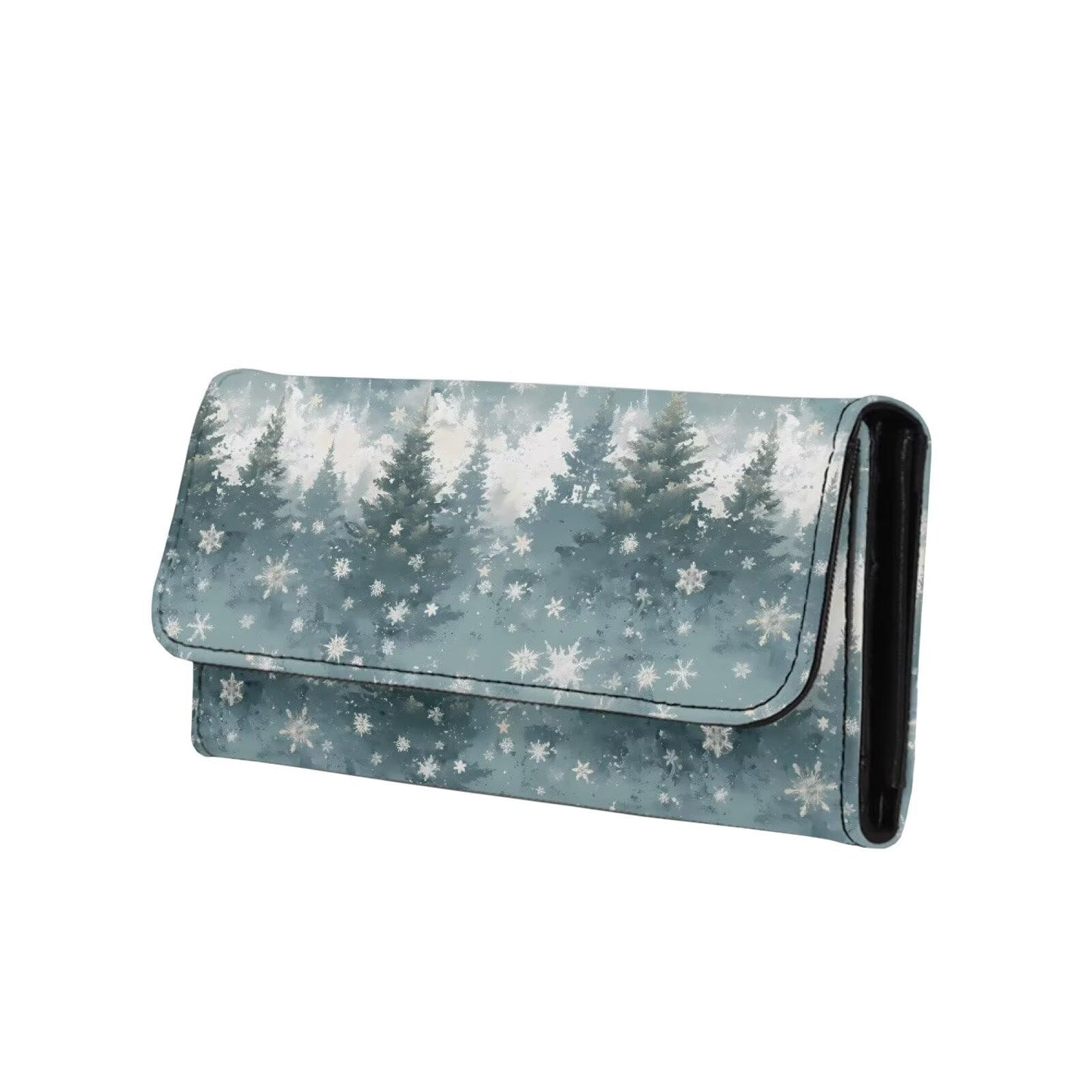HOTPainting Iris Long Wallets for Women PU Leather Ladies Billfold Wallet,Snap Closure, Purple White Yellow Flowers Trifold Clutch Checkbook Purse with Zipper Pocket